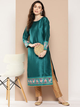 Ahalyaa Women Ethnic Motifs Embroidered Gotta Patti Kurta - Distacart