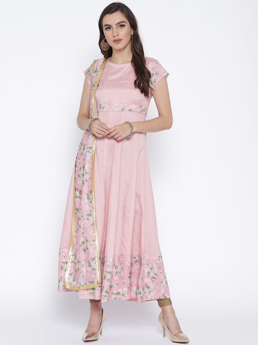 Ahalyaa Women Pink Solid Anarkali Kurta - Distacart