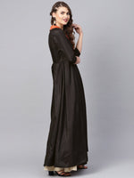 Thumbnail for Ahalyaa Women Black Plain A-Line Kurta