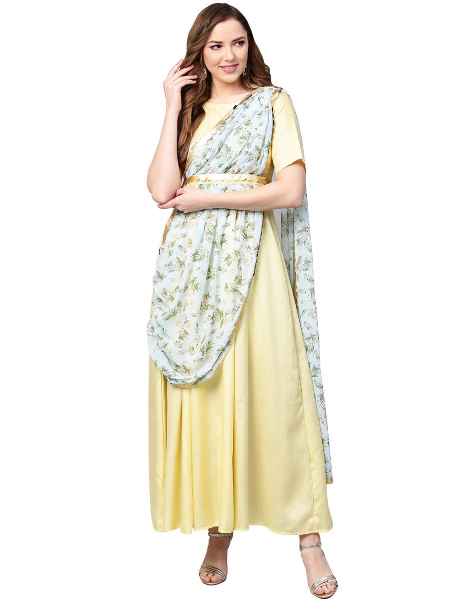 Ahalyaa Draped Dupatta A line Dress