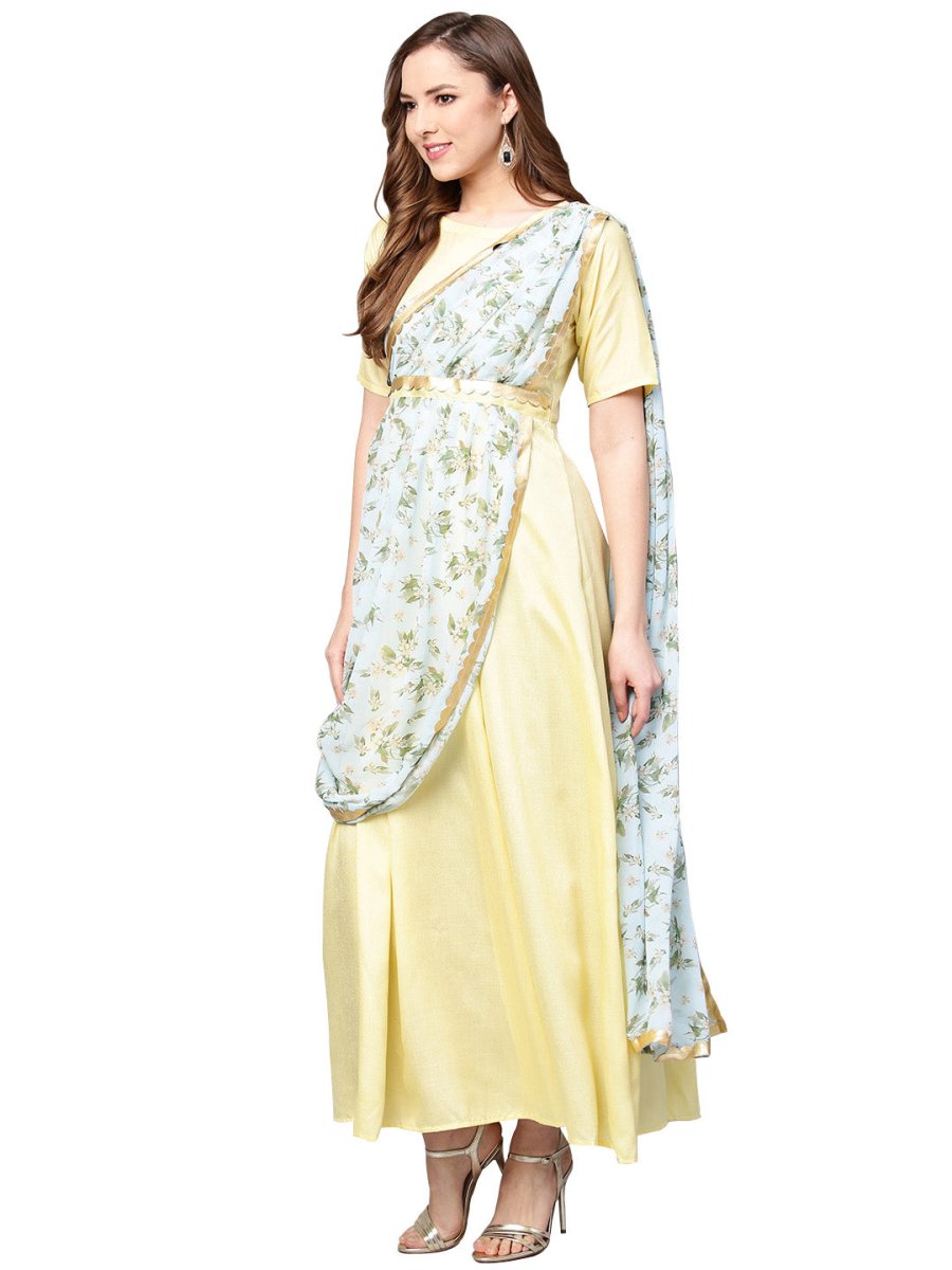 Ahalyaa Draped Dupatta A line Dress