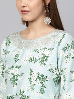 Thumbnail for Ahalyaa Sky Blue Printed Asymmetric Women's Kurta - Distacart