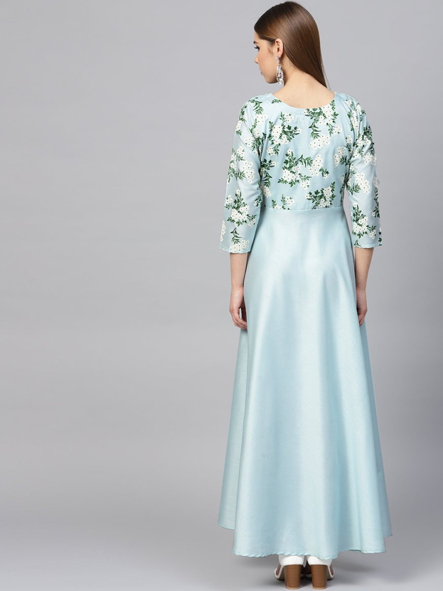 Ahalyaa Sky Blue Pigment Print A-Line Kurta - Distacart