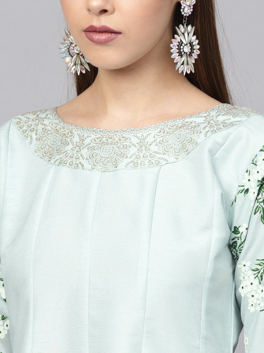 Ahalyaa Sky Blue Pigment Print Anarkali Kurta