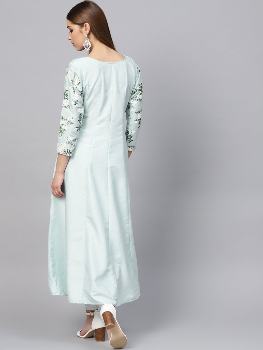 Ahalyaa Sky Blue Pigment Print Anarkali Kurta