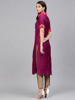 Thumbnail for Ahalyaa Solid Straight Poly Silk Kurta