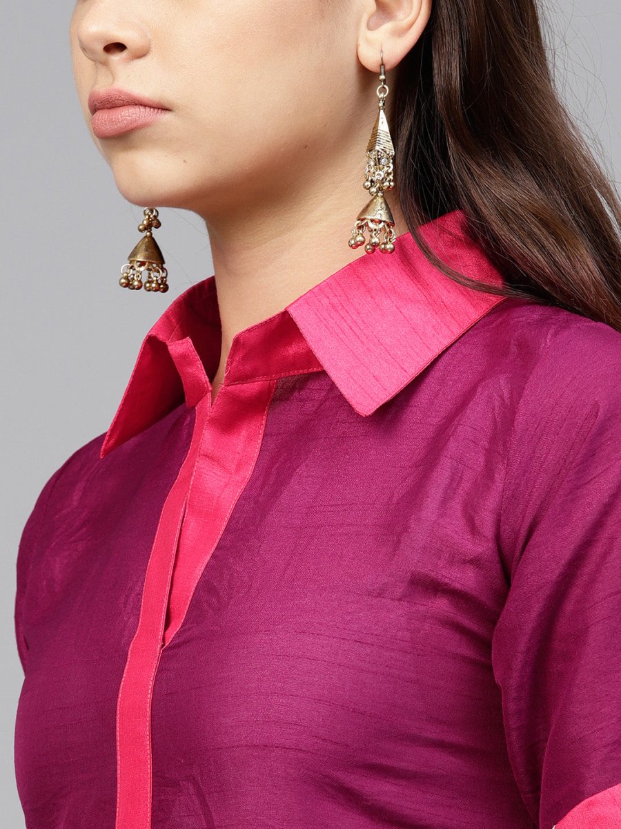 Ahalyaa Solid Straight Poly Silk Kurta