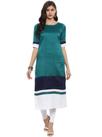 Thumbnail for Ahalyaa Women Multicoloured Colourblocked Straight Kurta