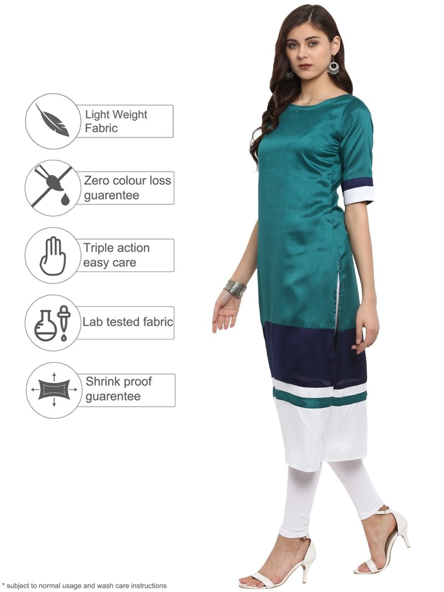 Ahalyaa Women Multicoloured Colourblocked Straight Kurta
