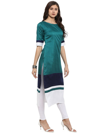 Ahalyaa Women Multicoloured Colourblocked Straight Kurta
