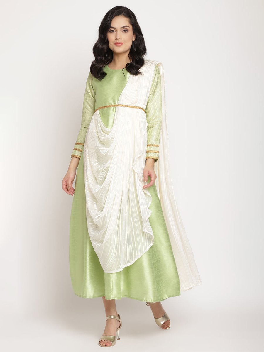 Ahalyaa Gorgeous Green Art Silk Kurta