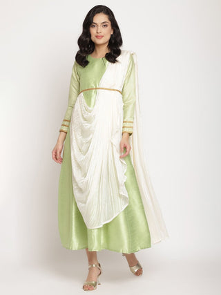 Ahalyaa Gorgeous Green Art Silk Kurta