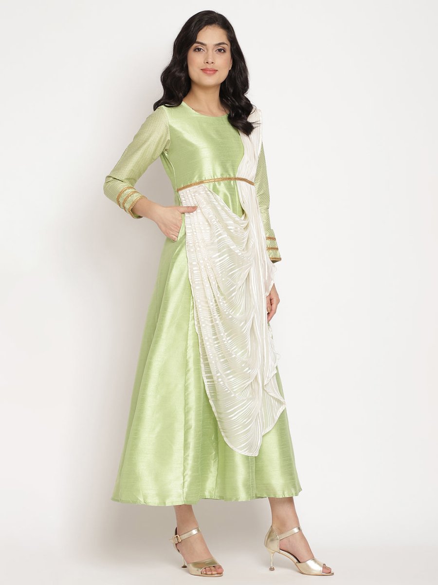 Ahalyaa Gorgeous Green Art Silk Kurta