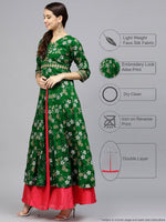 Thumbnail for Ahalyaa Women Rubber Glitter Anarkali & Double layer Poly Silk Kurta