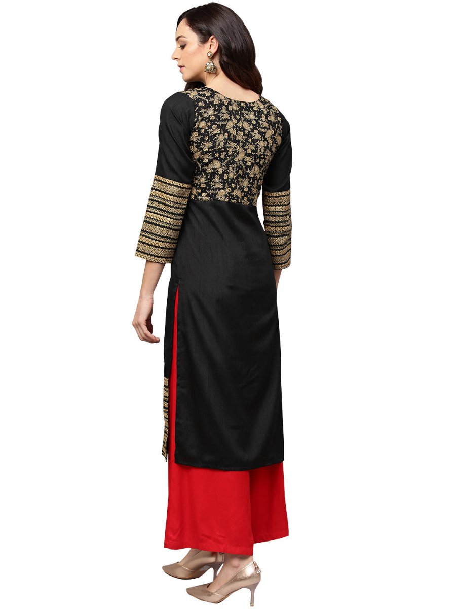 Ahalyaa Black Printed Beautiful Straight Kurta
