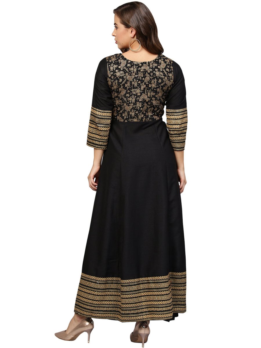 Ahalyaa Black Printed Anarkali Kurta