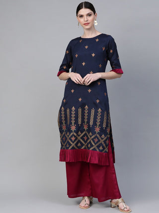 Ahalyaa Printed Kurta With Palazzo