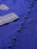 Thumbnail for Ahalyaa Women Blue & Green Solid High Low Kurta with Trousers