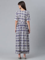 Thumbnail for Ahalyaa Blue & Off-White Pure Cotton Printed Kurta with Palazzo