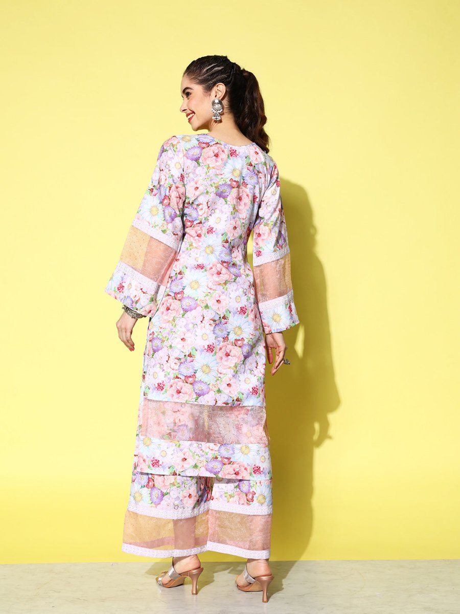 Ahalyaa Women Floral Printed Kurta with Palazzos - Distacart