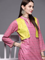 Thumbnail for Ahalyaa Women Pink Velvet Kurta with Palazzo - Distacart