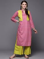 Thumbnail for Ahalyaa Women Pink Velvet Kurta with Palazzo - Distacart