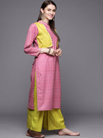 Thumbnail for Ahalyaa Women Pink Velvet Kurta with Palazzo - Distacart