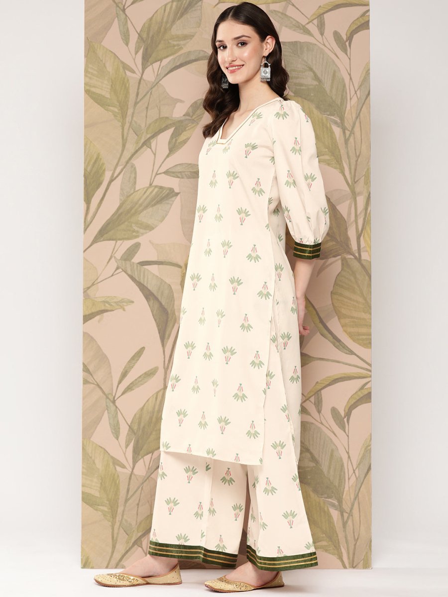 Ahalyaa Women Floral Printed Regular Gotta Patti Kurta with Palazzos - Distacart