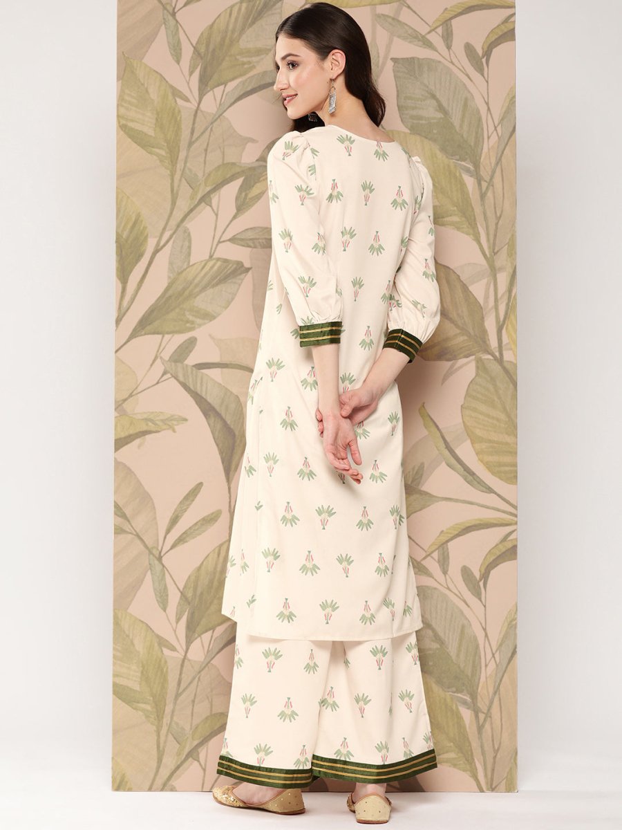 Ahalyaa Women Floral Printed Regular Gotta Patti Kurta with Palazzos - Distacart