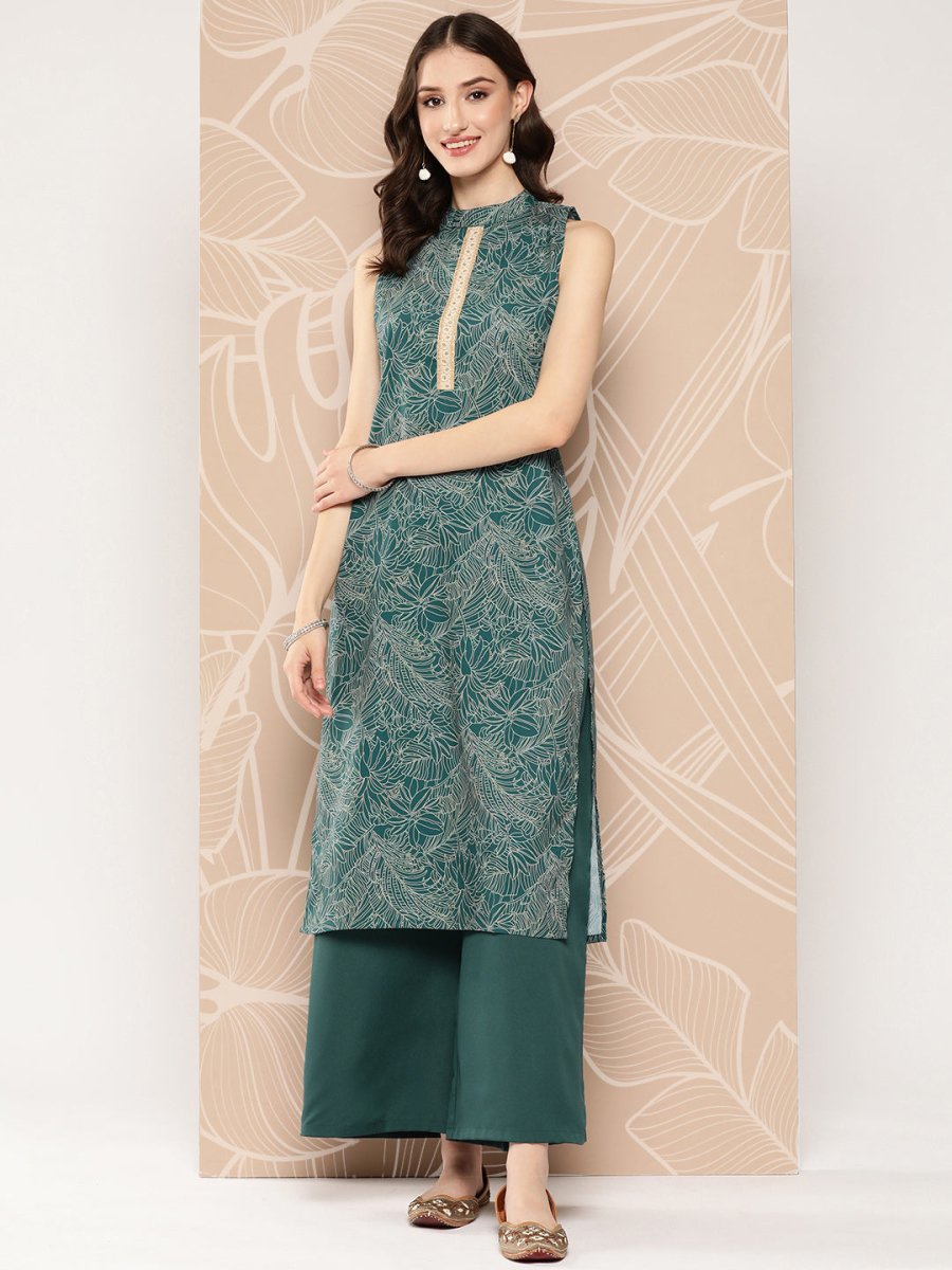 Ahalyaa Floral Printed Regular Kurta with Palazzos - Distacart