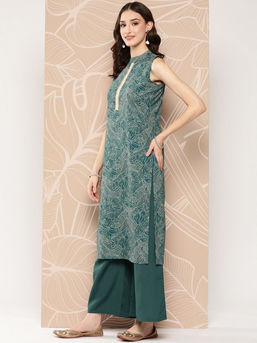Ahalyaa Floral Printed Regular Kurta with Palazzos - Distacart