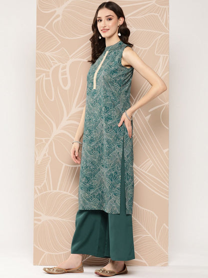 Ahalyaa Floral Printed Regular Kurta with Palazzos - Distacart
