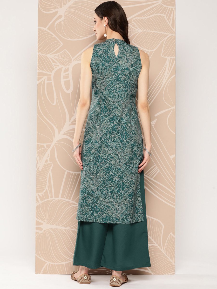 Ahalyaa Floral Printed Regular Kurta with Palazzos - Distacart