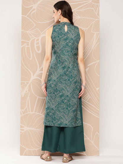 Ahalyaa Floral Printed Regular Kurta with Palazzos - Distacart