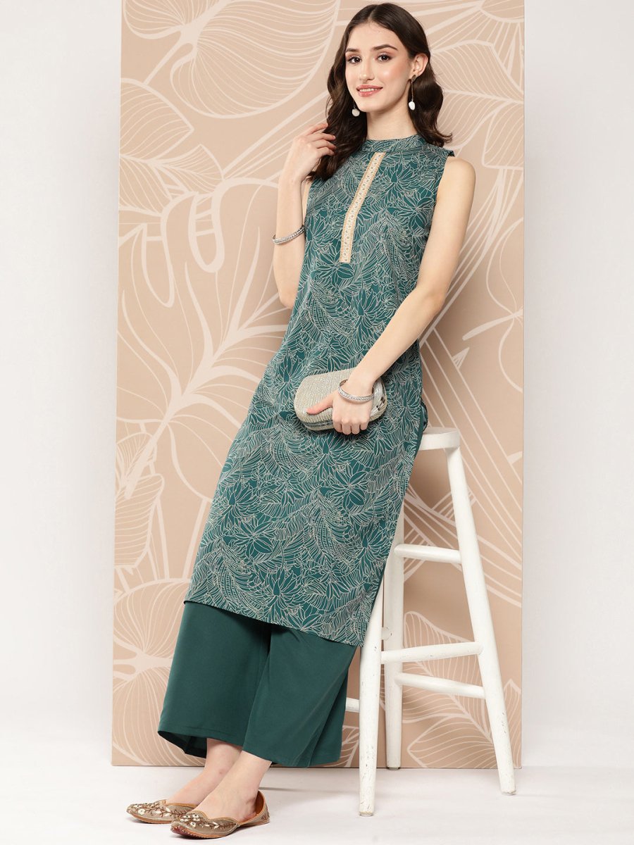 Ahalyaa Floral Printed Regular Kurta with Palazzos - Distacart