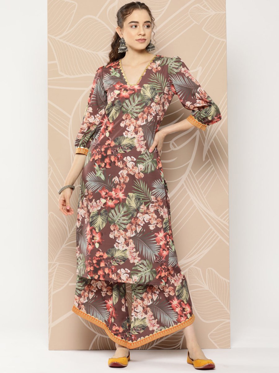 Ahalyaa Women Printed Kurta with Palazzos - Distacart
