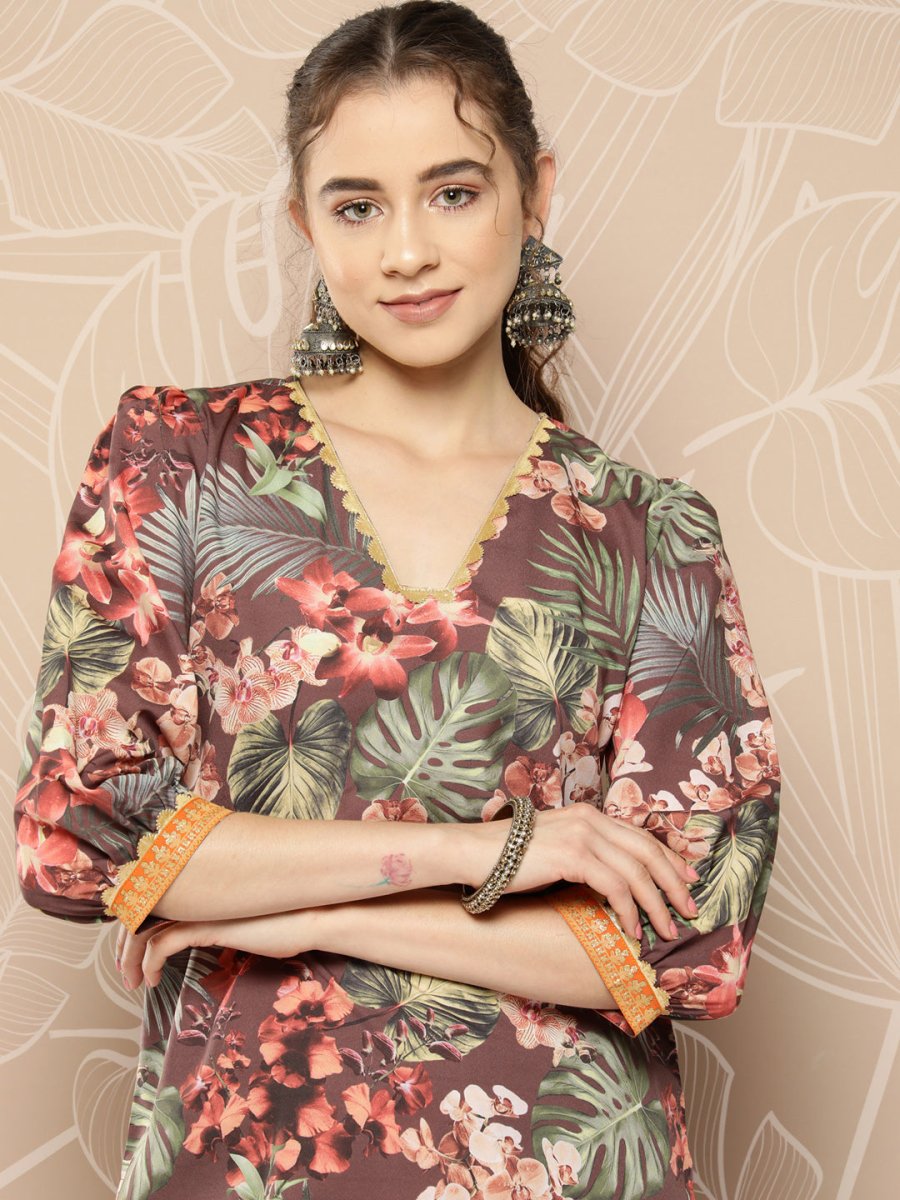 Ahalyaa Women Printed Kurta with Palazzos - Distacart