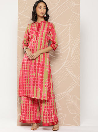 Ahalyaa Women Printed Regular Kurta with Palazzos - Distacart
