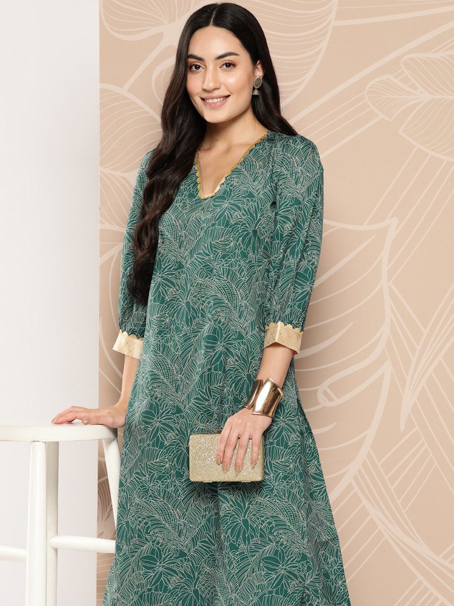 Ahalyaa Floral Printed Regular Gotta Patti Kurta with Palazzos - Distacart