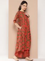 Thumbnail for Ahalyaa Women Floral Printed Panelled Sequinned Kurta with Palazzos - Distacart