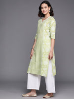 Thumbnail for Ahalyaa Floral Printed Panelled Sweetheart Neck Pure Cotton Kurta With Palazzos - Distacart