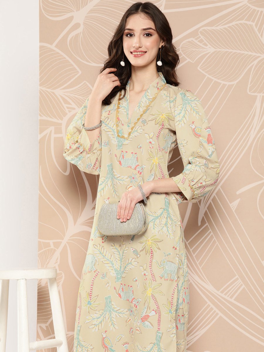 Ahalyaa Floral Printed Regular Kurta with Palazzos - Distacart