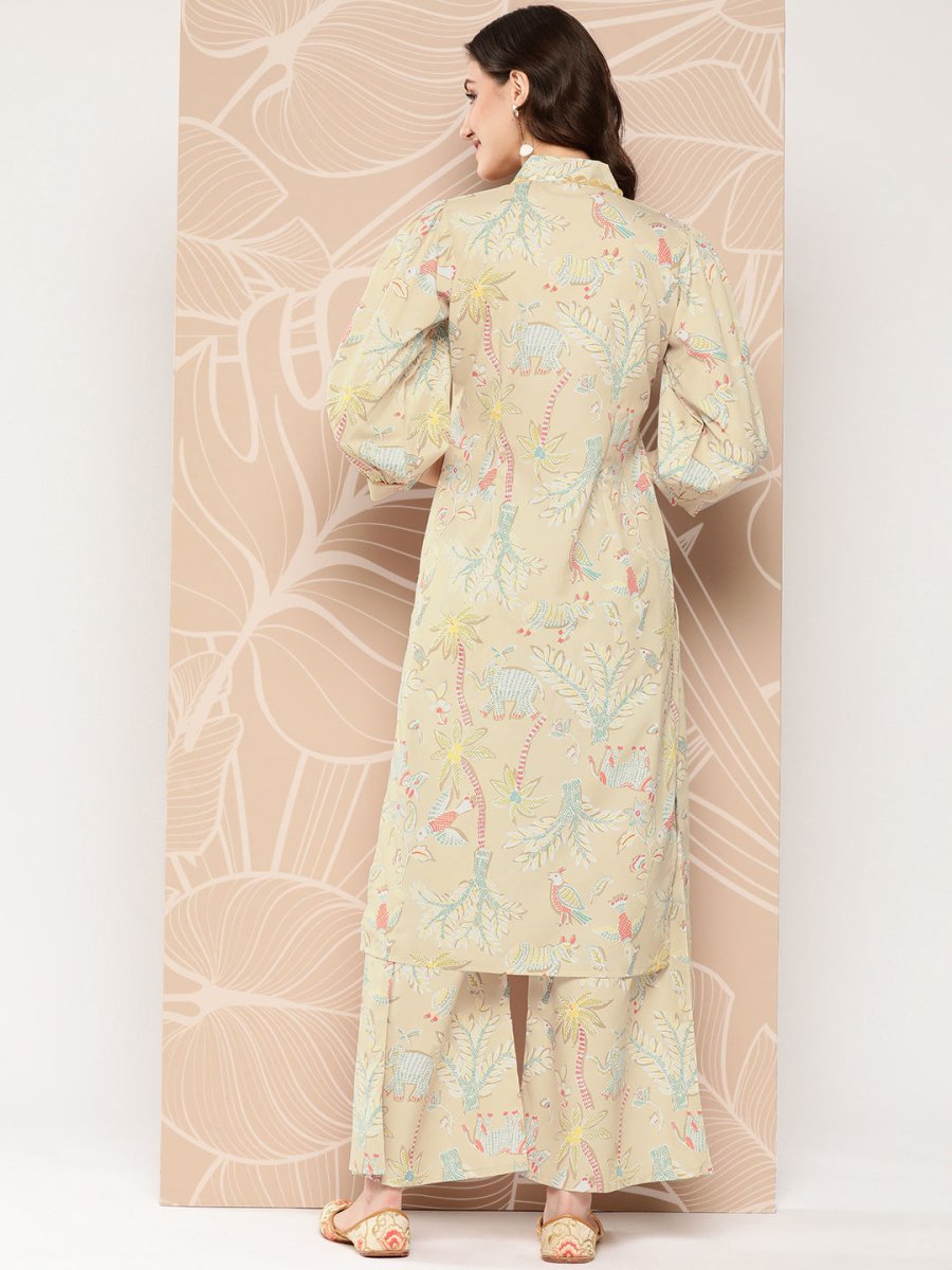 Ahalyaa Floral Printed Regular Kurta with Palazzos - Distacart