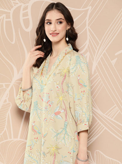 Ahalyaa Floral Printed Regular Kurta with Palazzos - Distacart