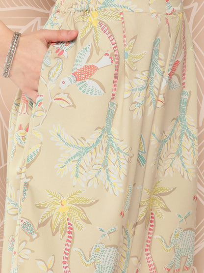 Ahalyaa Floral Printed Regular Kurta with Palazzos - Distacart
