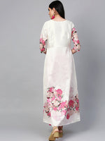 Thumbnail for Ahalyaa Women Off-White & Pink Printed Kurta with Palazzo