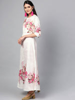 Thumbnail for Ahalyaa Women Off-White & Pink Printed Kurta with Palazzo