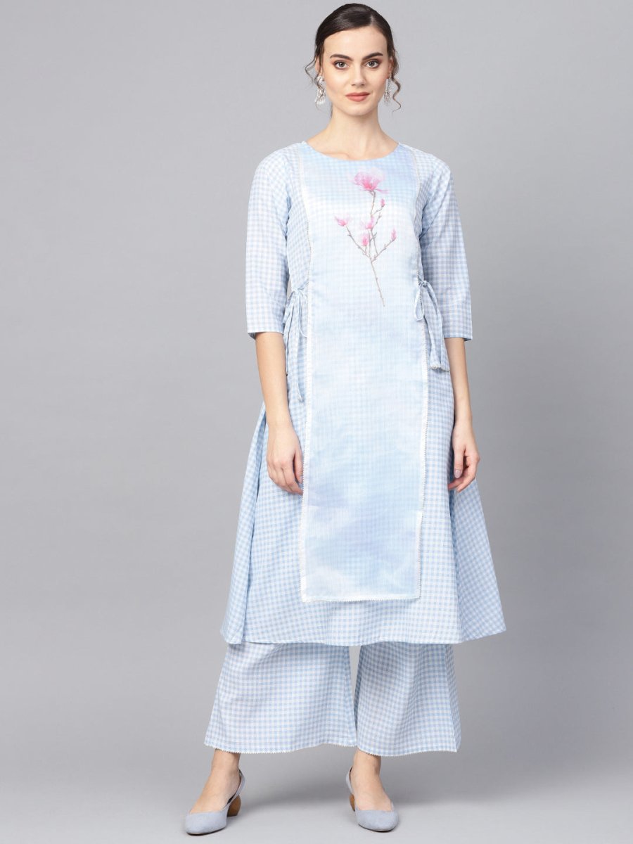 Ahalyaa Printed A Line kurta with Palazzo for Women