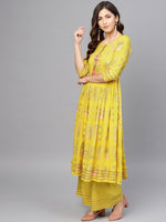 Thumbnail for Ahalyaa Yellow Frock Suit with Plazzo