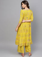 Thumbnail for Ahalyaa Yellow Frock Suit with Plazzo